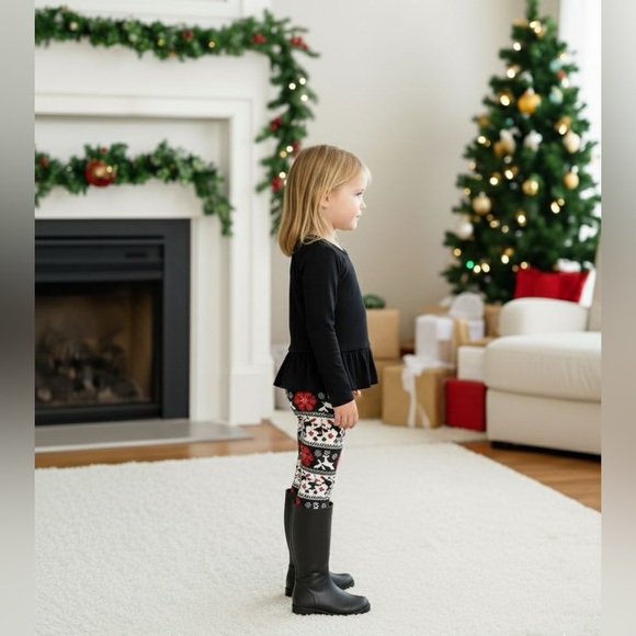 S/L NEW Girls Christmas Reindeer Leggings, Buttery Soft Yoga Pants - Picture 6 of 13